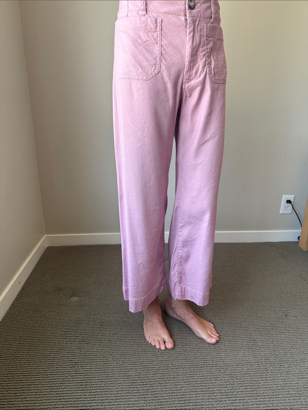 Anthropologie Light Pink Wide-Leg Cropped Pants